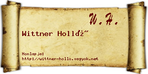 Wittner Holló névjegykártya